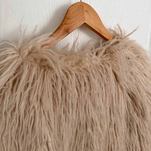 Free People Renata Faux Fur Shag Coat Sand Size Medium - Picture 14 of 15
